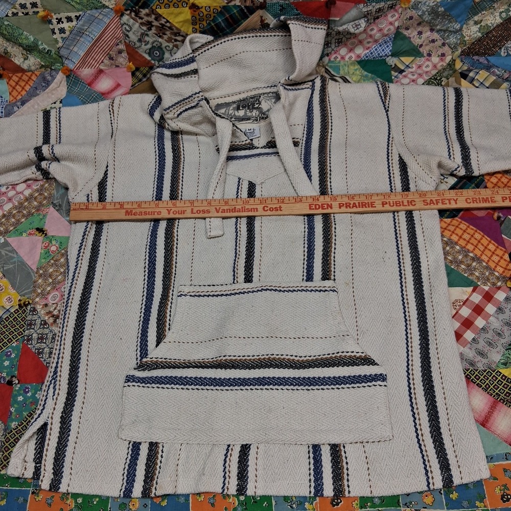 Original Senor Lopez Baja Hoodie Size Medium Striped Mexican Jerga Style - Picture 8 of 10